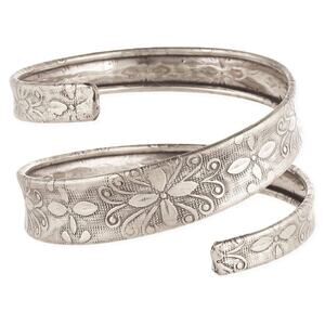 Silver Spiral Wrap Embossed Bracelet
